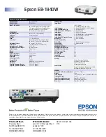 Preview for 2 page of Epson EB-1940W Specifications