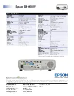 Preview for 2 page of Epson EB-935W Specifications