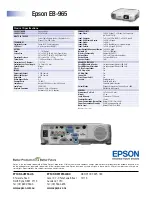 Предварительный просмотр 2 страницы Epson EB-965 Product Specifications