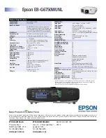 Preview for 2 page of Epson EB-G6750WUNL Specifications