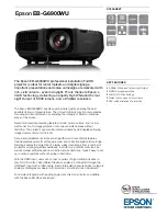 Предварительный просмотр 1 страницы Epson EB-G6900WU Datasheet