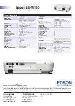 Предварительный просмотр 2 страницы Epson EB-W110 Specification