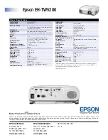 Preview for 2 page of Epson EH-TW5200 Specifications