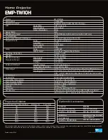 Epson EMP-TW10H Specifications preview