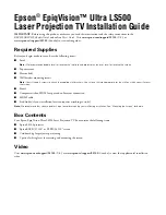 Preview for 1 page of Epson EpiqVision Ultra LS500 Installation Manual