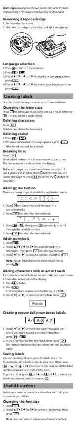 Preview for 3 page of Epson LabelWorks LW-300 User Manual