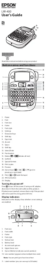 Epson LabelWorks LW-400 User Manual preview