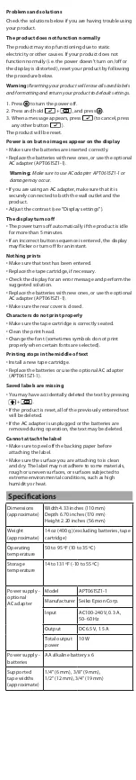 Preview for 7 page of Epson LabelWorks LW-400 User Manual