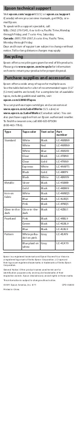 Preview for 8 page of Epson LabelWorks LW-400 User Manual