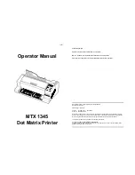 Epson MTX 1345 Operator'S Manual preview