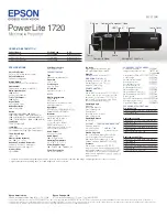 Preview for 2 page of Epson PowerLite 1720 Specifications