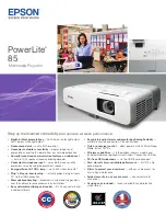 Epson PowerLite 85 Specifications preview
