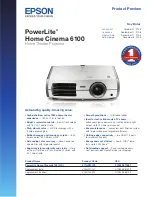 Предварительный просмотр 1 страницы Epson PowerLite Home Cinema 6100 Specifications