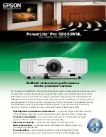 Epson PowerLite Pro G5650WNL Brochure & Specs preview