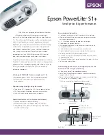 Предварительный просмотр 1 страницы Epson PowerLite S1+ Specifications