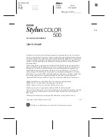 Epson Stylus Color 500 User Manual preview