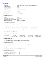 Preview for 3 page of Epson T603100 Material Safety Data Sheet