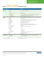 Предварительный просмотр 2 страницы Epson U230 - TM Two-color Dot-matrix Printer Specifications