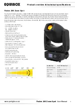 Preview for 4 page of Equinox Systems Fusion 200 Zoom Spot User Manual