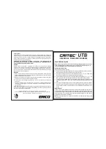 Предварительный просмотр 1 страницы ERICO CRITEC UTB Installation Manual