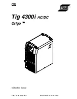 ESAB Origo Tig 4300i AC/DC Instruction Manual предпросмотр