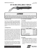 Preview for 1 page of ESAB ST-16 Instructions Manual