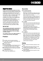 Preview for 2 page of Esco 10961 Operating Instructions