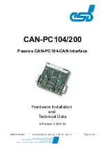 Предварительный просмотр 1 страницы ESD CAN-PC104/200 Hardware Installation And Technical Data