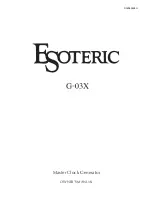 Предварительный просмотр 1 страницы Esoteric Esoteric G-03X Owner'S Manual