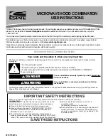 Estate Microwave Hood Combination User Instructions предпросмотр