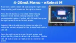 Preview for 8 page of Etatron ESELECT M Menu Manual