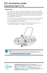 Preview for 1 page of ETC ColorSource Spot Installation Manual