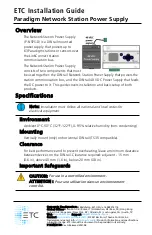 Preview for 1 page of ETC P-NSPS-D Installation Manual