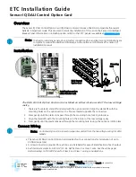 Предварительный просмотр 1 страницы ETC Sensor IQ DALI Control Option Card Installation Manual