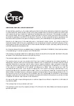 Предварительный просмотр 11 страницы Etec EX303TS Installation Manual