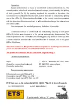 Preview for 2 page of ETS Train Controller ETS Operating Instructions