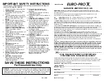 Preview for 2 page of Euro-Pro Bravetti FP105WB Owner'S Manual