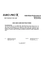 Предварительный просмотр 1 страницы Euro-Pro EP480 Use And Care Instructions Manual