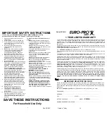 Preview for 2 page of Euro-Pro EURO-PRO SELECT EP922H Owner'S Manual