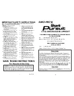 Preview for 2 page of Euro-Pro SHARK PURSUIT UV209B Owner'S Manual