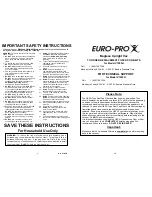 Preview for 2 page of Euro-Pro V1055H Owner'S Manual