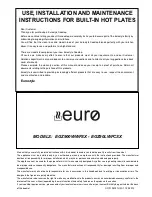 Preview for 1 page of EURO EGZ900WWFSX Use, Installation And Maintenance Instructions