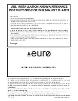 EURO EGZ90FCTSX Use & Installation Manual предпросмотр