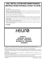 EURO EPZ3WGCTS Use, Installation And Maintenance Instructions preview