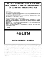 EURO EPZ4EESX Instructions And Advice For The Use, Installation And Maintenance предпросмотр