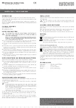 Предварительный просмотр 2 страницы Eurochron EQWU 880 Operating Instructions