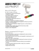 Preview for 2 page of EuroLite AKKU PST-3W 6300K User Manual