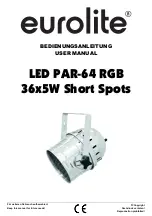 EuroLite LED PAR-64 RGB 36x5W Short Spots User Manual preview