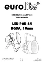 EuroLite LED PAR-64 RGBA User Manual предпросмотр