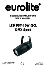 EuroLite LED PST-15W QCL DMX Spot User Manual preview